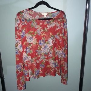 Floral mesh feel top